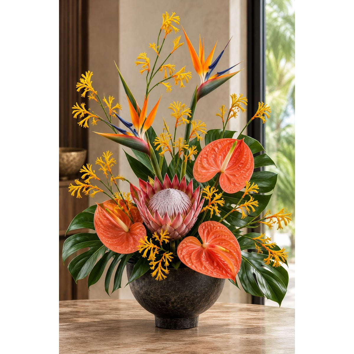 Artificial Kangaroo Paw Flower Stem 24 Inch Yellow Orange Real Touch Australian Native Wildflower Floral Decor