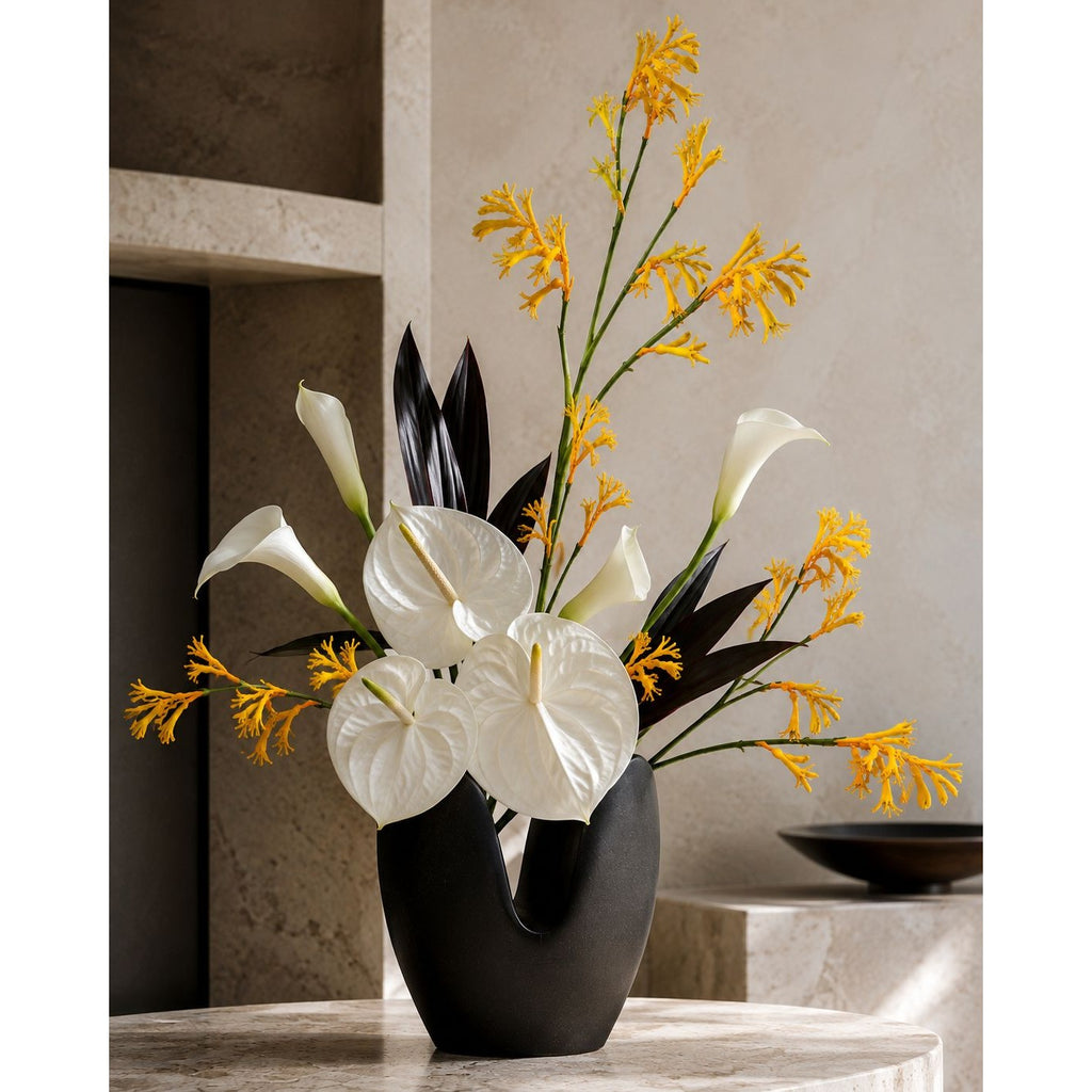 Artificial Kangaroo Paw Flower Stem 24 Inch Yellow Orange Real Touch Australian Native Wildflower Floral Decor