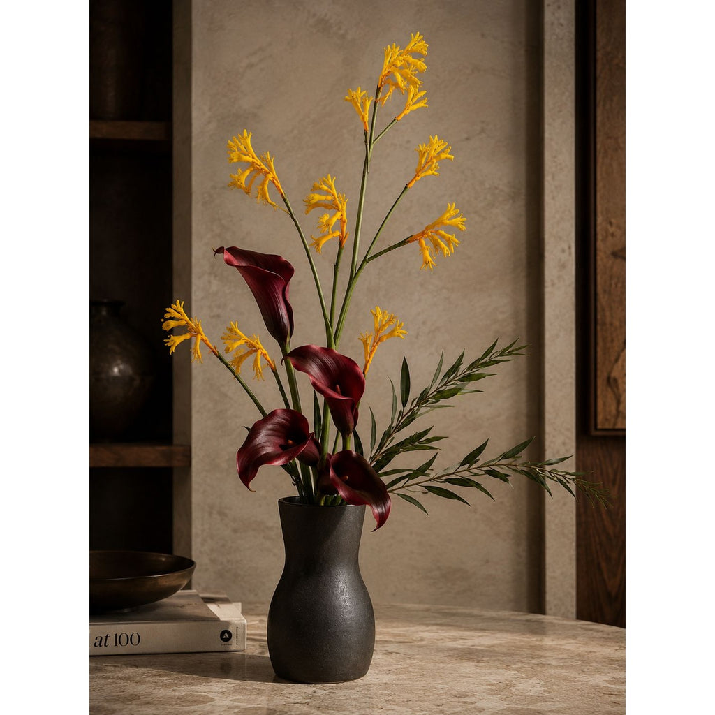 Artificial Kangaroo Paw Flower Stem 24 Inch Yellow Orange Real Touch Australian Native Wildflower Floral Decor