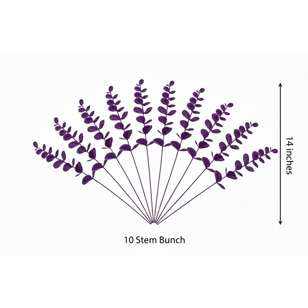 A 10-stem leafy greenery bundle in a fan shape, shown with a vertical dimension marker indicating 14 inches and the text '10 Stem Bunch' on a plain white background.