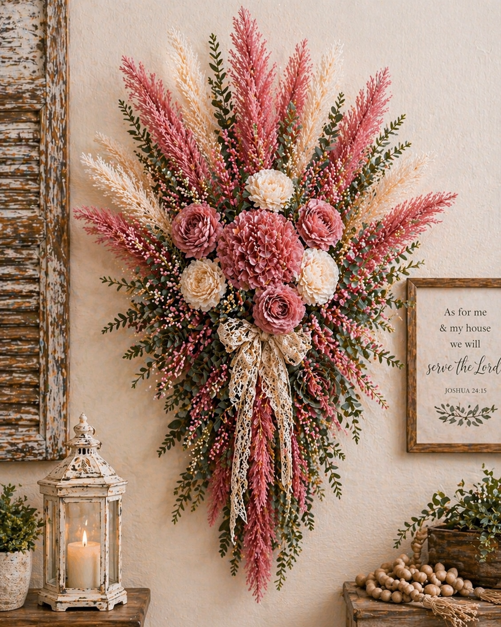Rose Pink Pampas Grass 3 Stem Faux Pampas 21 Inch Boho Decor Rustic Vase Filler Farmhouse Floral Stems Mauve Pampas Wedding Deco