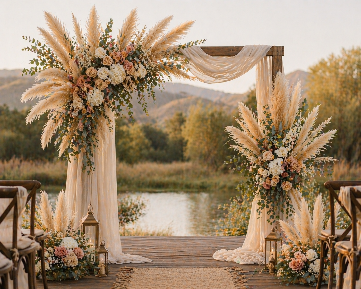 Wheat Beige Pampas Grass 3 Stem Faux Pampas Golden Beige Boho Decor Neutral Vase Filler Farmhouse Floral Stems Minimalist Decor