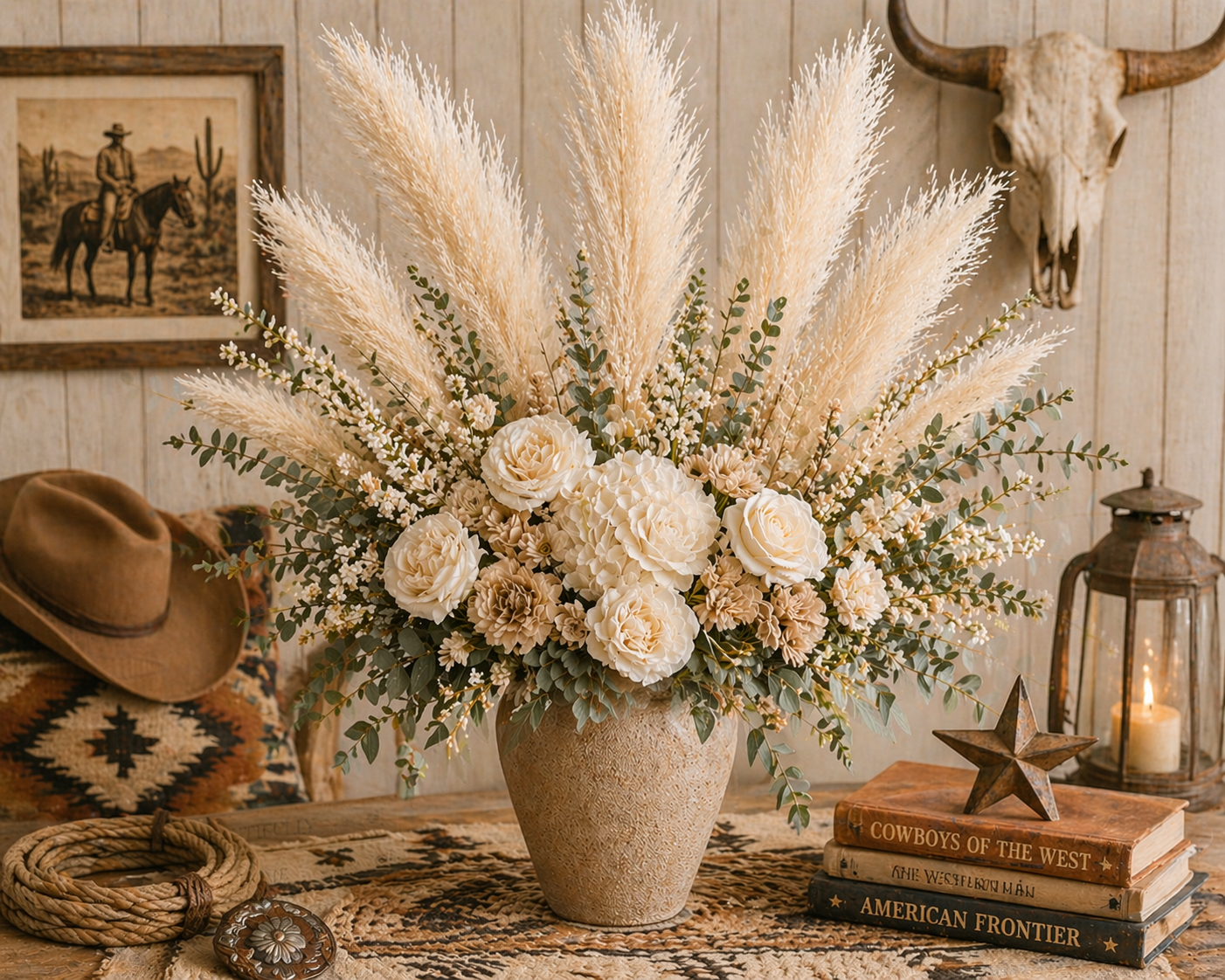Cream Pampas Grass 3 Stem Faux Pampas Beige Boho Decor Neutral Vase Filler Farmhouse Floral Stems Minimalist Home Decor
