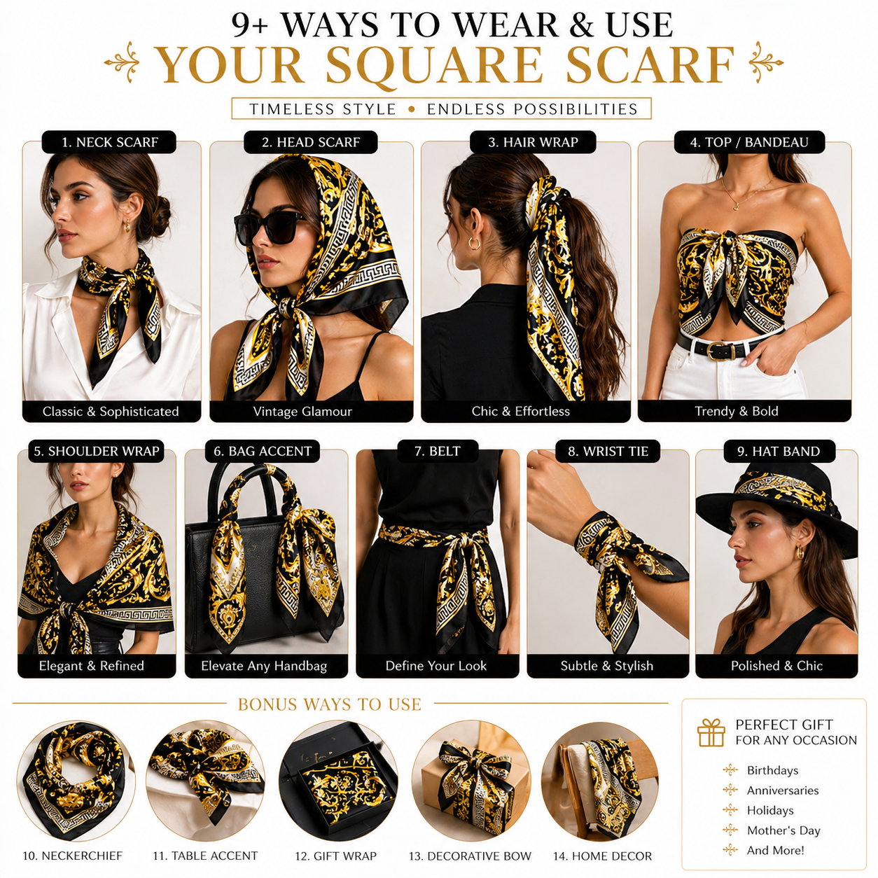 Ways to Style and Wear a Square Scarf