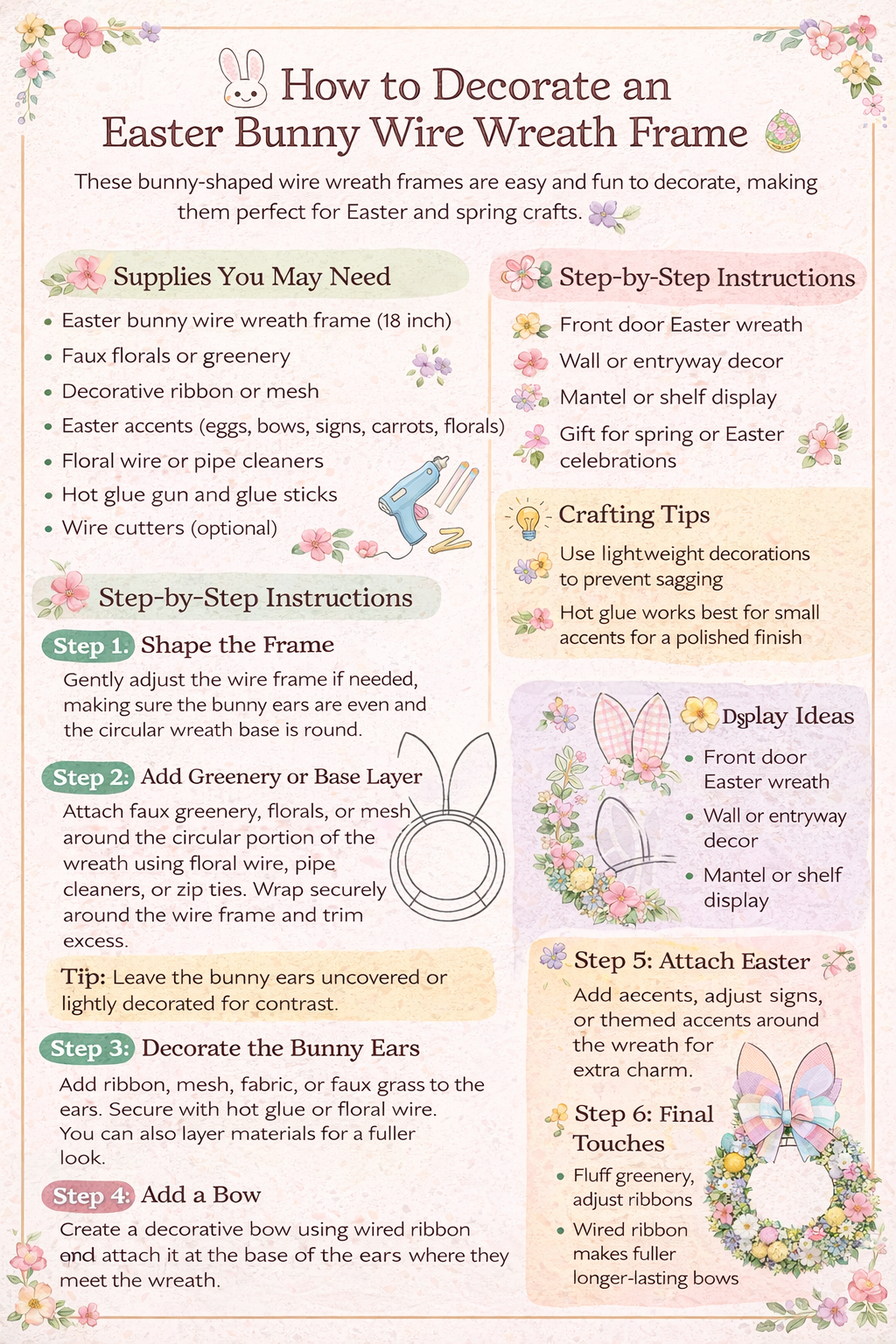 Easter Bunny Wire Wreath Frame 18 Inch Set of 2 Spring DIY Wreath Form Rabbit Decor