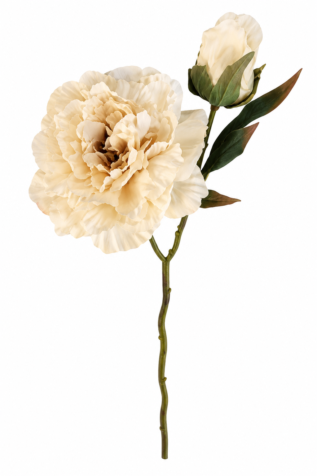 Cream Ivory Faux Peony Stem 18 Inch Wedding Artificial Silk Flower Neutral Decor