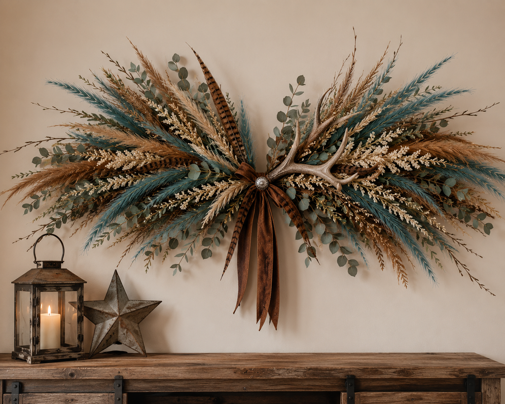 Teal Pampas Grass Stems 13 Pc Wispy Artificial Filler Grass 16 Inch Faux Floral Swag Wreath Vase Decor