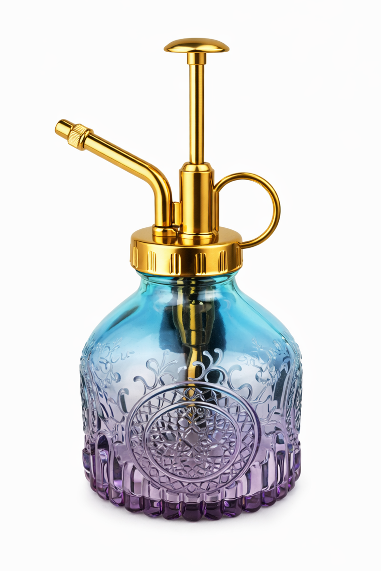 Blue Purple Glass Plant Mister Spray Bottle 6oz Orchid Bonsai Air Plant Mister