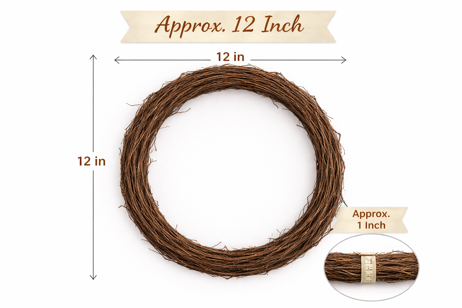 12 Inch Grapevine Wreath Set of 2 – Natural Rattan Vine Wreath Base