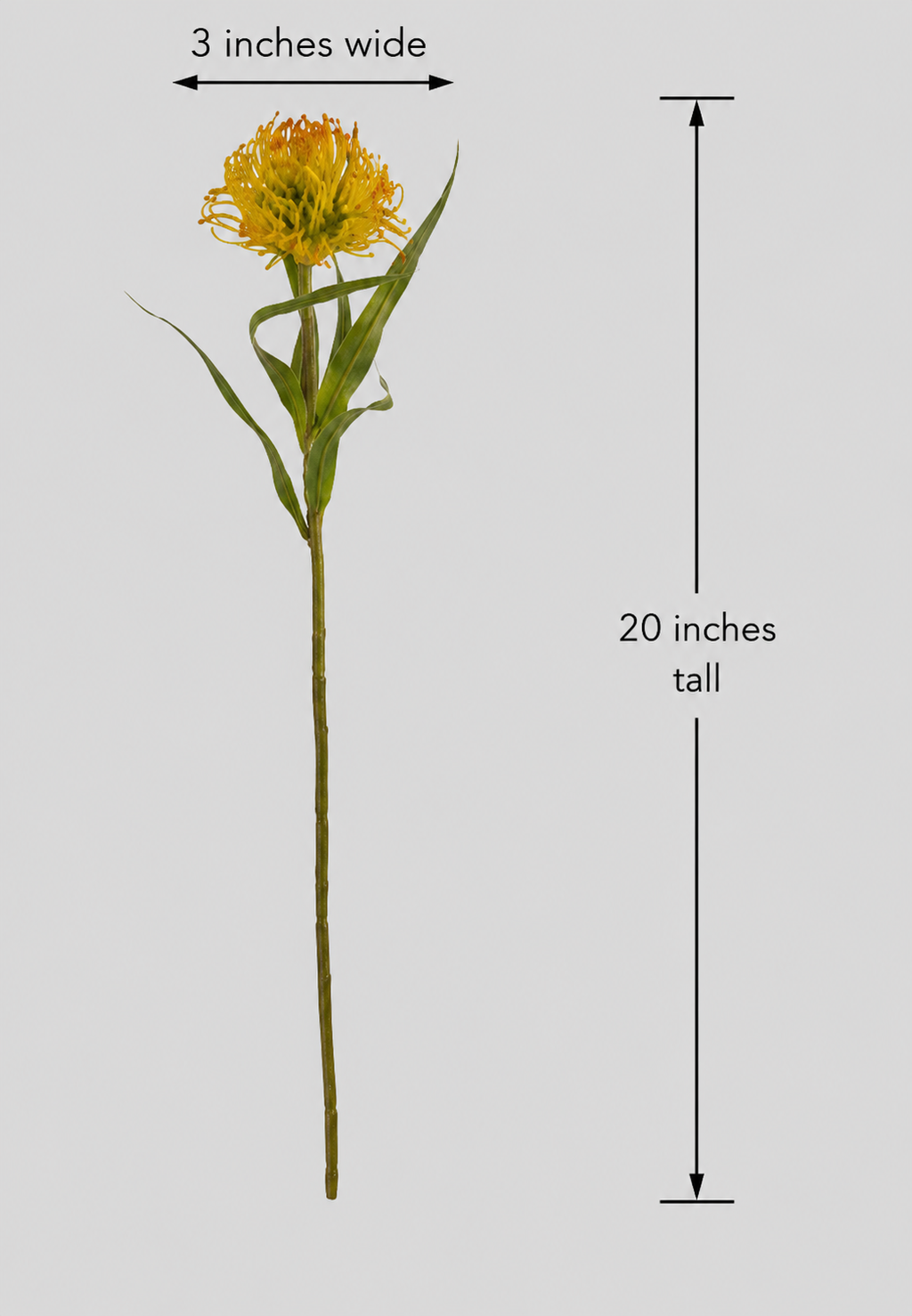 Artificial Yellow Orange Pincushion Protea Stem | Faux Leucospermum Flower | Tropical Floral Decor