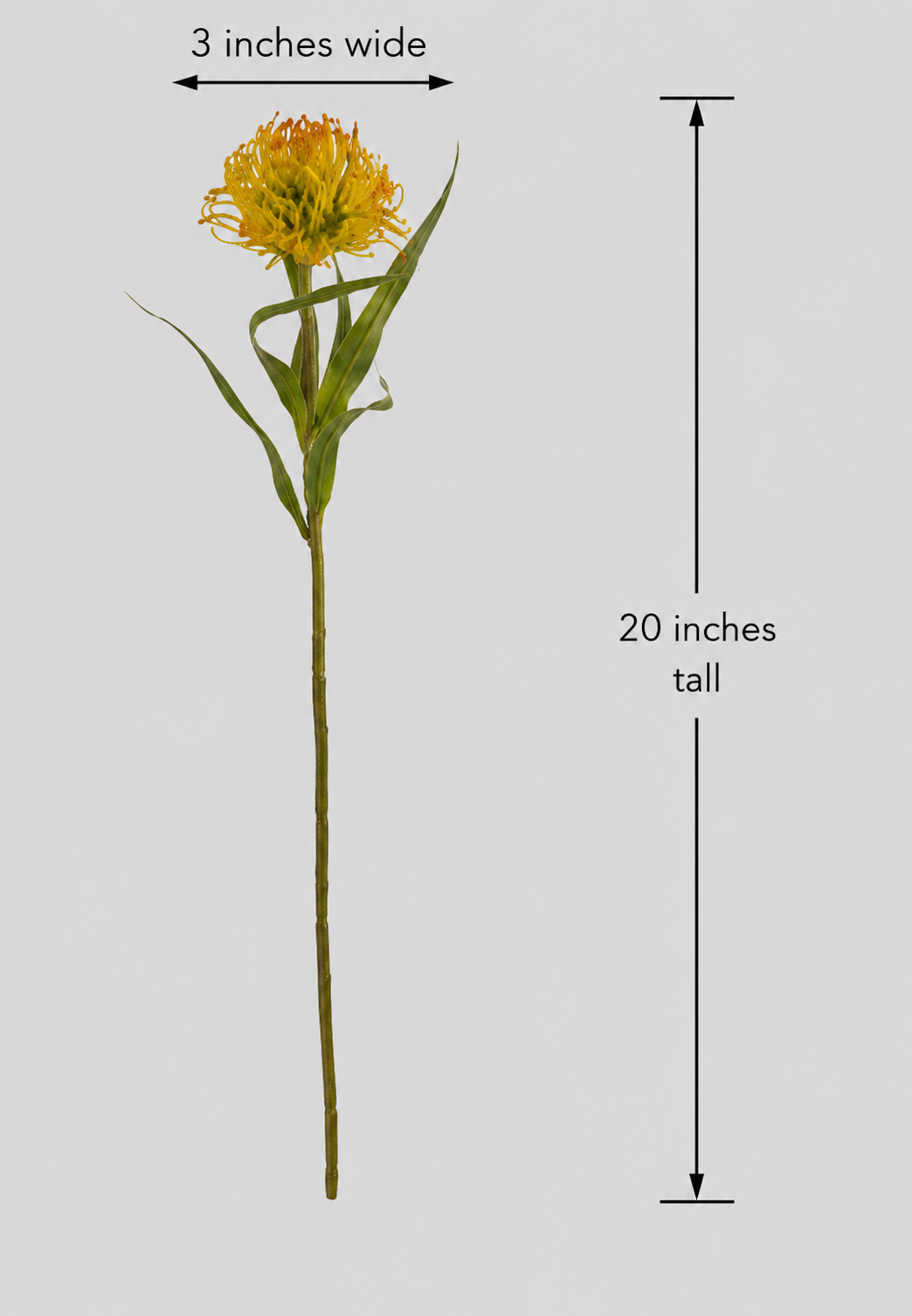 Artificial Yellow Orange Pincushion Protea Stem | Faux Leucospermum Flower | Tropical Floral Decor