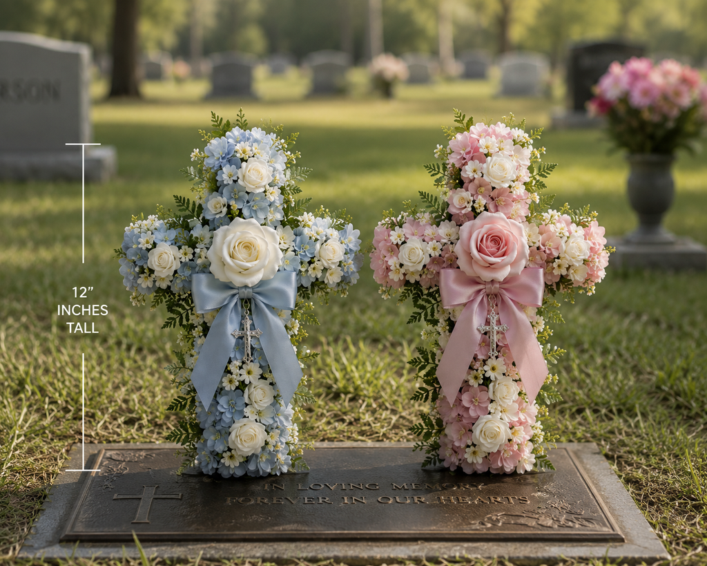 Set of 2 Wet Floral Foam Crosses 12 Inch Floral Cross Base Cemetery Memorial DIY Funeral Flowers Sympathy Arrangement Supplies