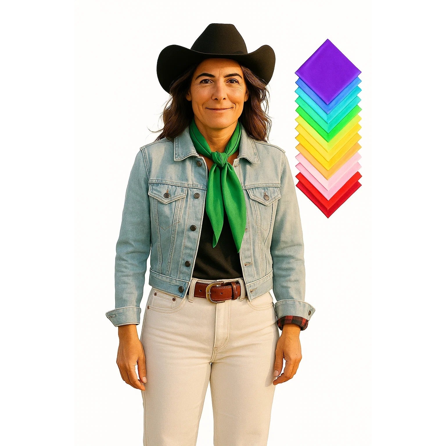 Green Wild Rag Large Scarf 23x23" Western Accessory Cowgirl or Cowboy