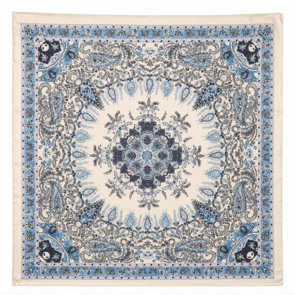 Blue Paisley Wild Rag 27x27 Satin Western Scarf Cowgirl Cowboy Bandana
