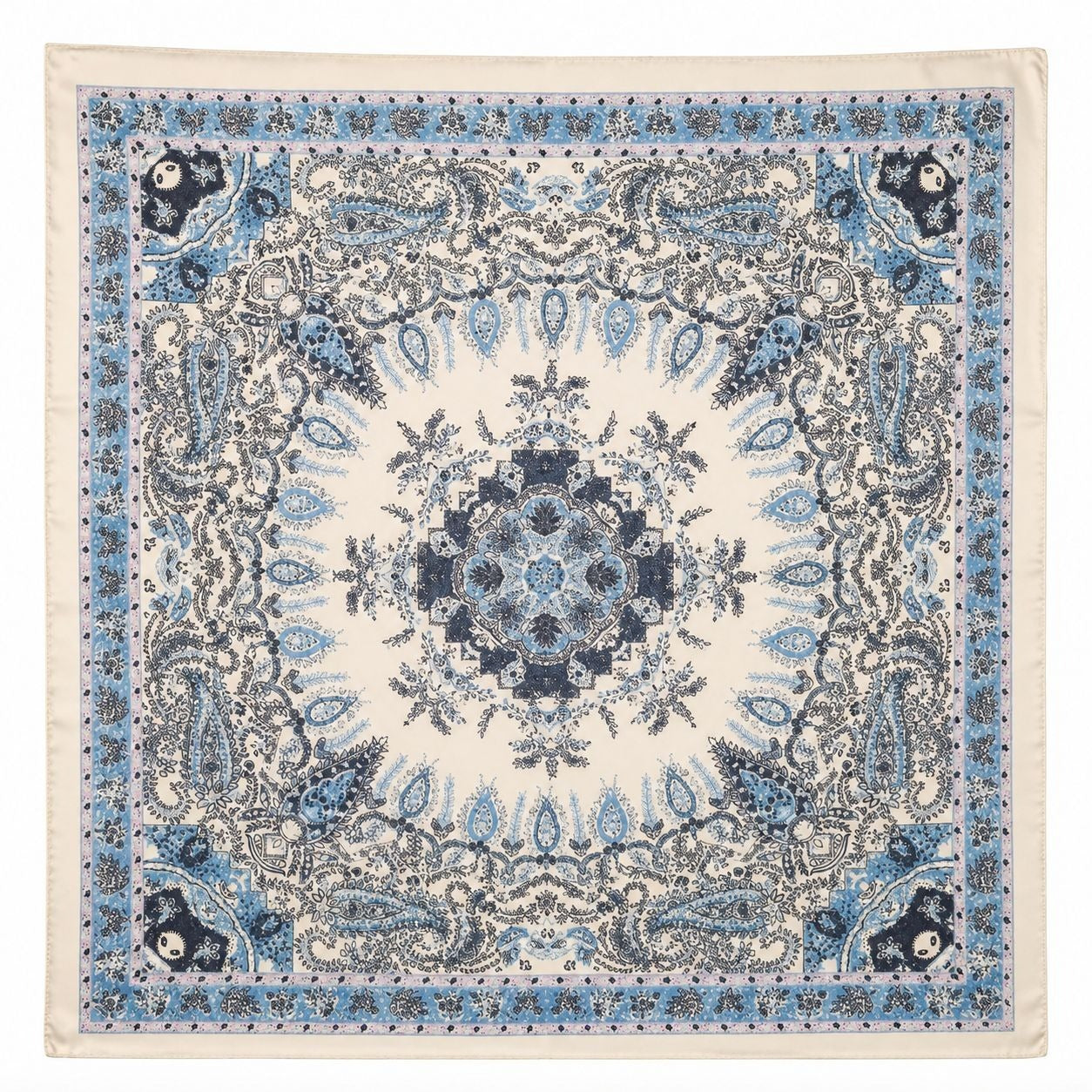 Blue Paisley Wild Rag 27x27 Satin Western Scarf Cowgirl Cowboy Bandana