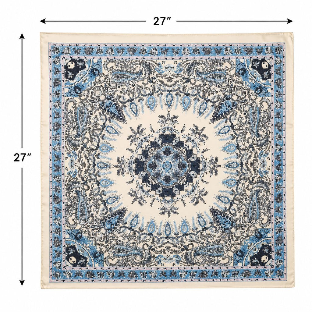 Blue Paisley Wild Rag 27x27 Satin Western Scarf Cowgirl Cowboy Bandana