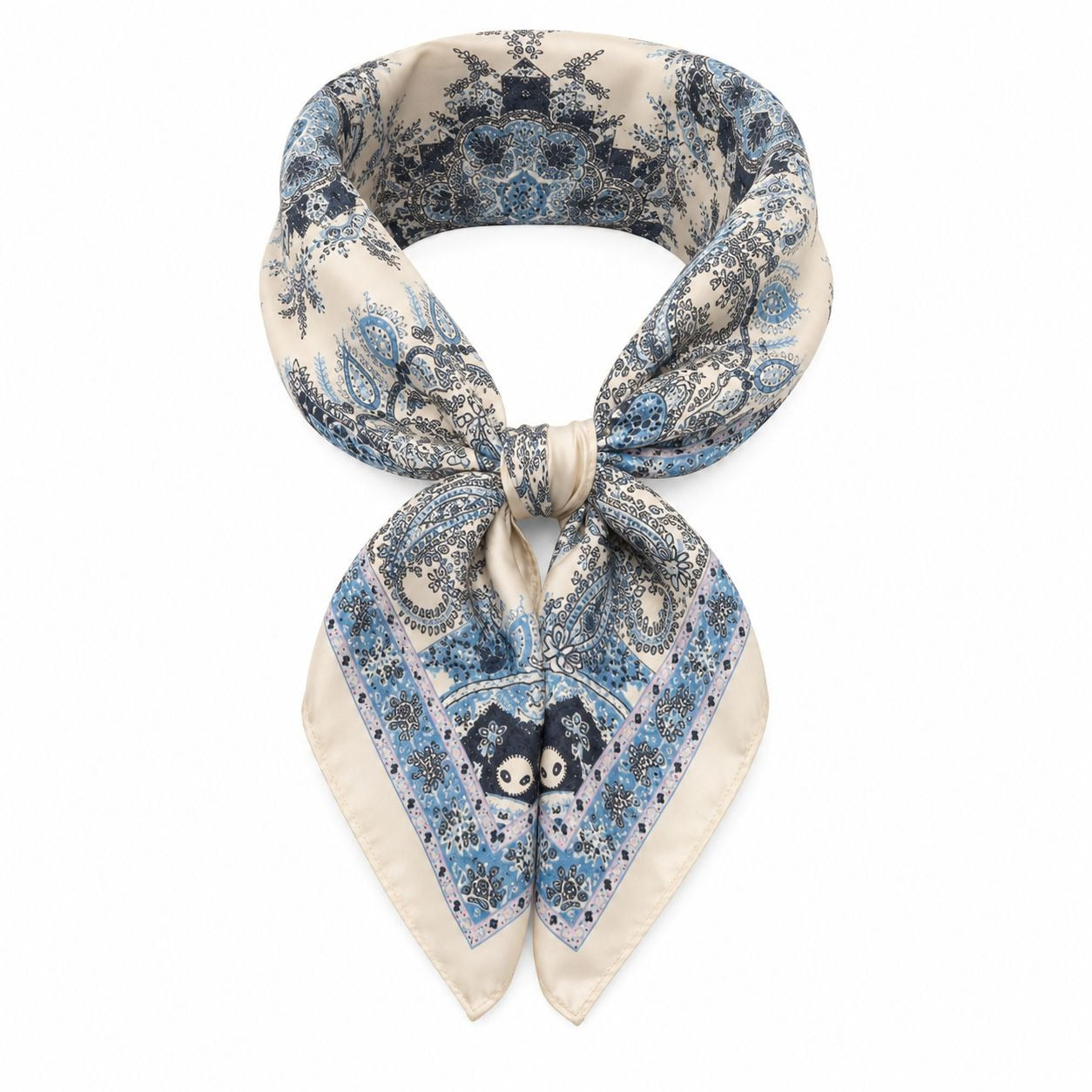 Blue Paisley Wild Rag 27x27 Satin Western Scarf Cowgirl Cowboy Bandana