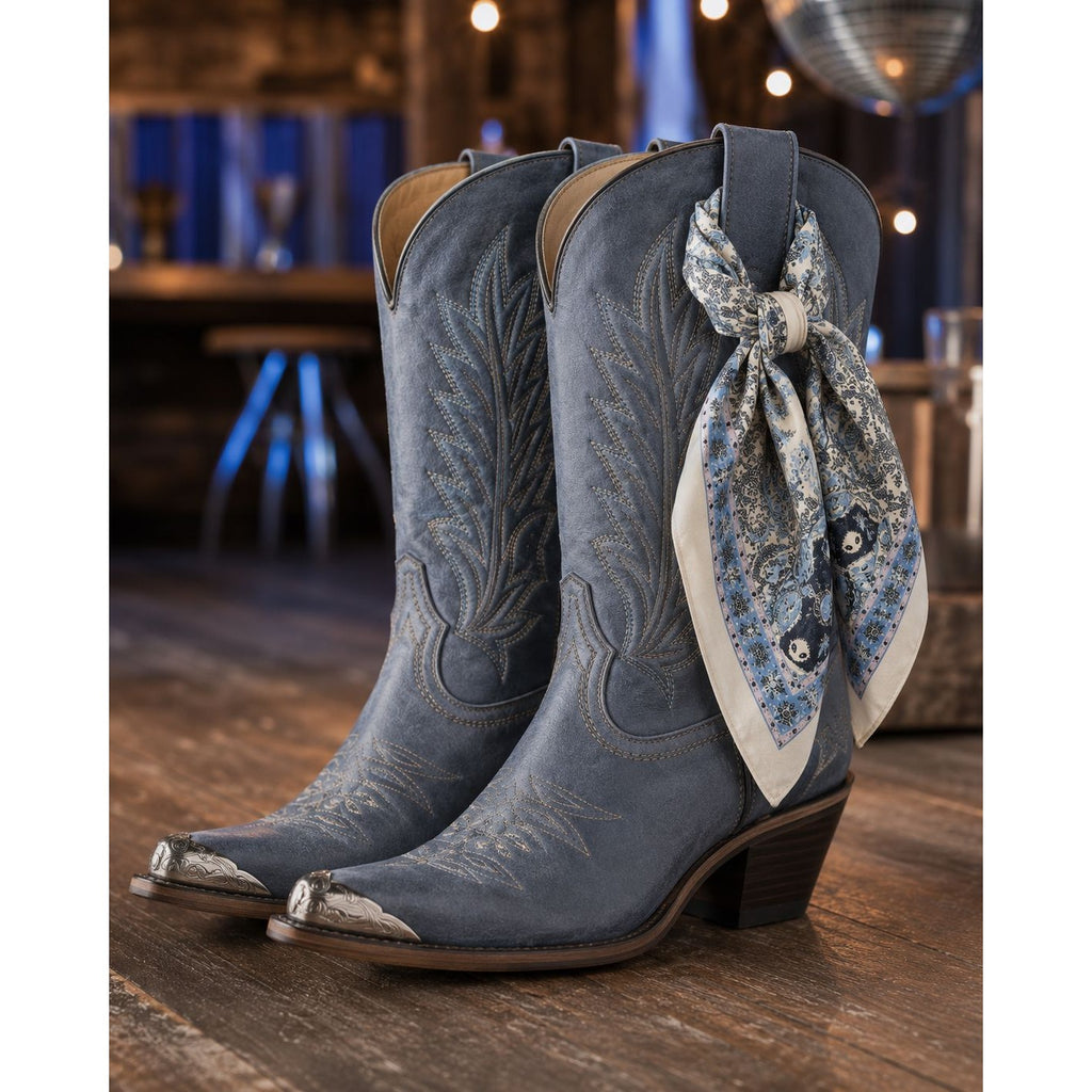 Blue Paisley Wild Rag 27x27 Satin Western Scarf Cowgirl Cowboy Bandana