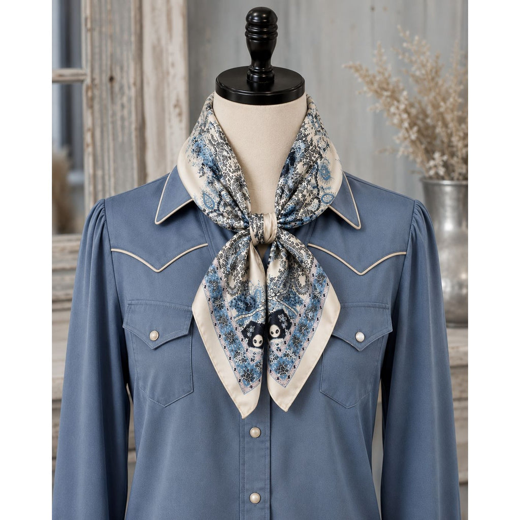 Blue Paisley Wild Rag 27x27 Satin Western Scarf Cowgirl Cowboy Bandana