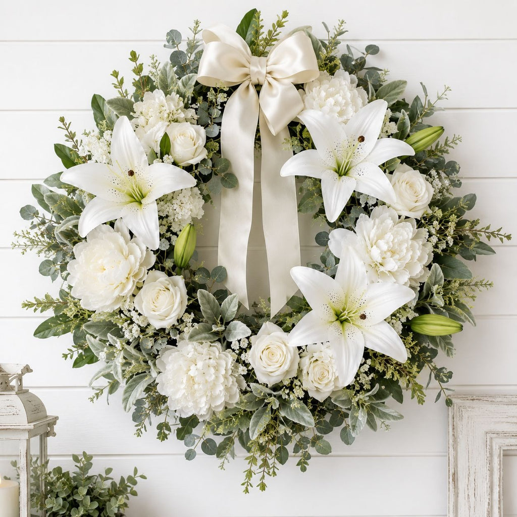 Real Touch White Lily Stems Set of 2, Artificial Lily Flowers, Faux Floral Stems, White Lily Spray, Wedding Flowers, French Country Decor, W