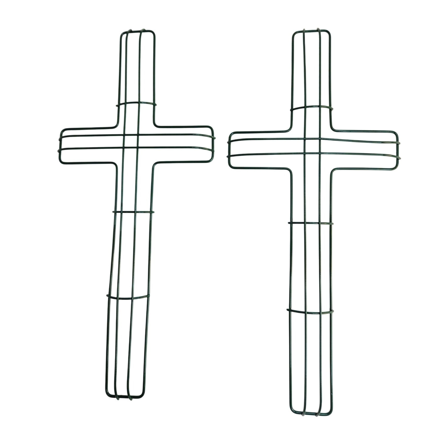 Green Wire Floral Wreath Cross Frames Set of 2 Small 7x16 Memorial Day Easter Christmas Craft Forms