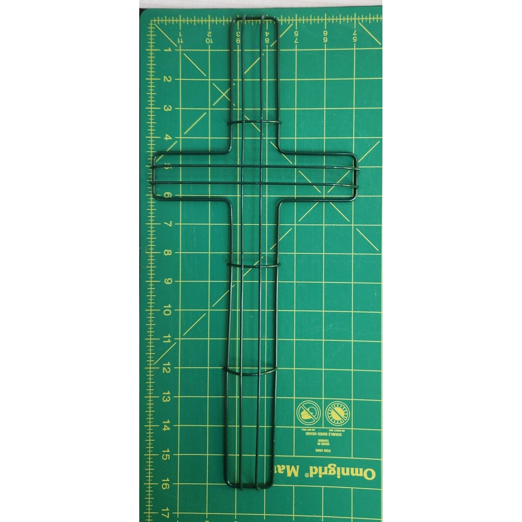 Green Wire Floral Wreath Cross Frames Set of 2 Small 7x16 Memorial Day Easter Christmas Craft Forms