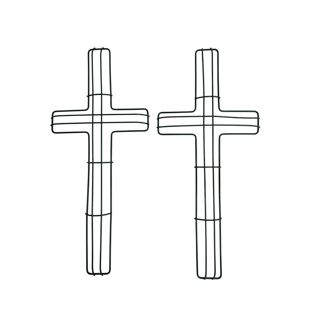 Green Wire Floral Wreath Cross Frames Set of 2 Small 7x16 Memorial Day Easter Christmas Craft Forms