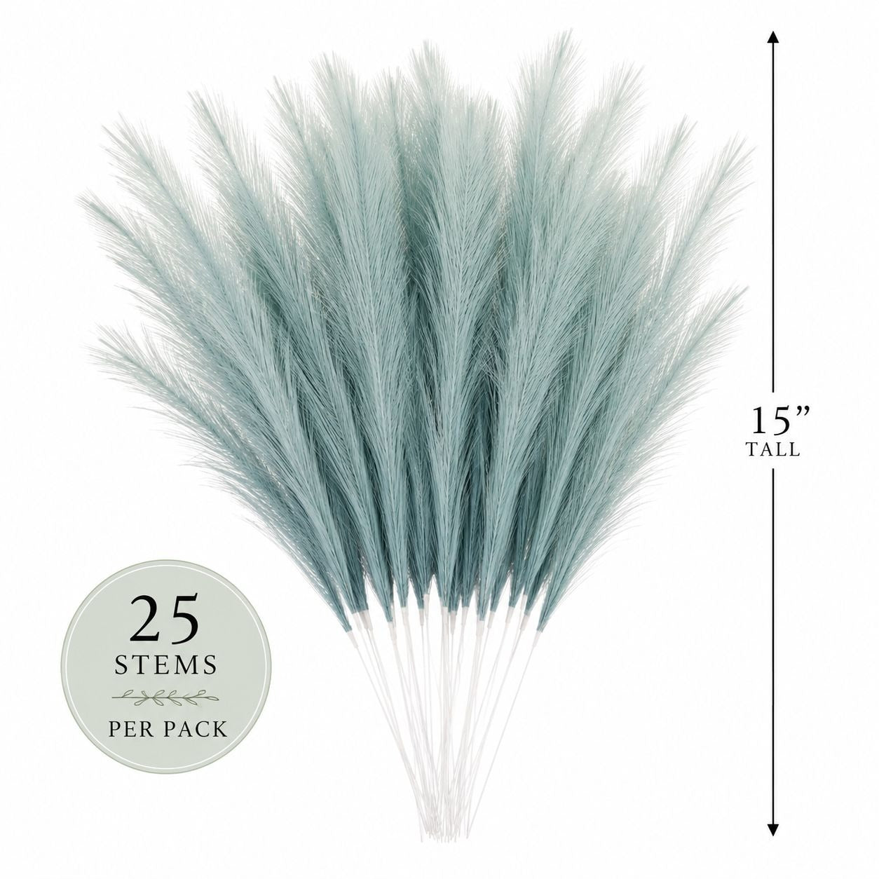 Smoky Teal Faux Pampas Grass Stems Blue Pampas Coastal Boho Wedding Decor Artificial Pampas 15 Inch Set of 25