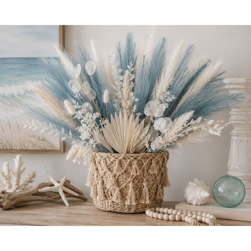 Smoky Teal Faux Pampas Grass Stems Blue Pampas Coastal Boho Wedding Decor Artificial Pampas 15 Inch Set of 25