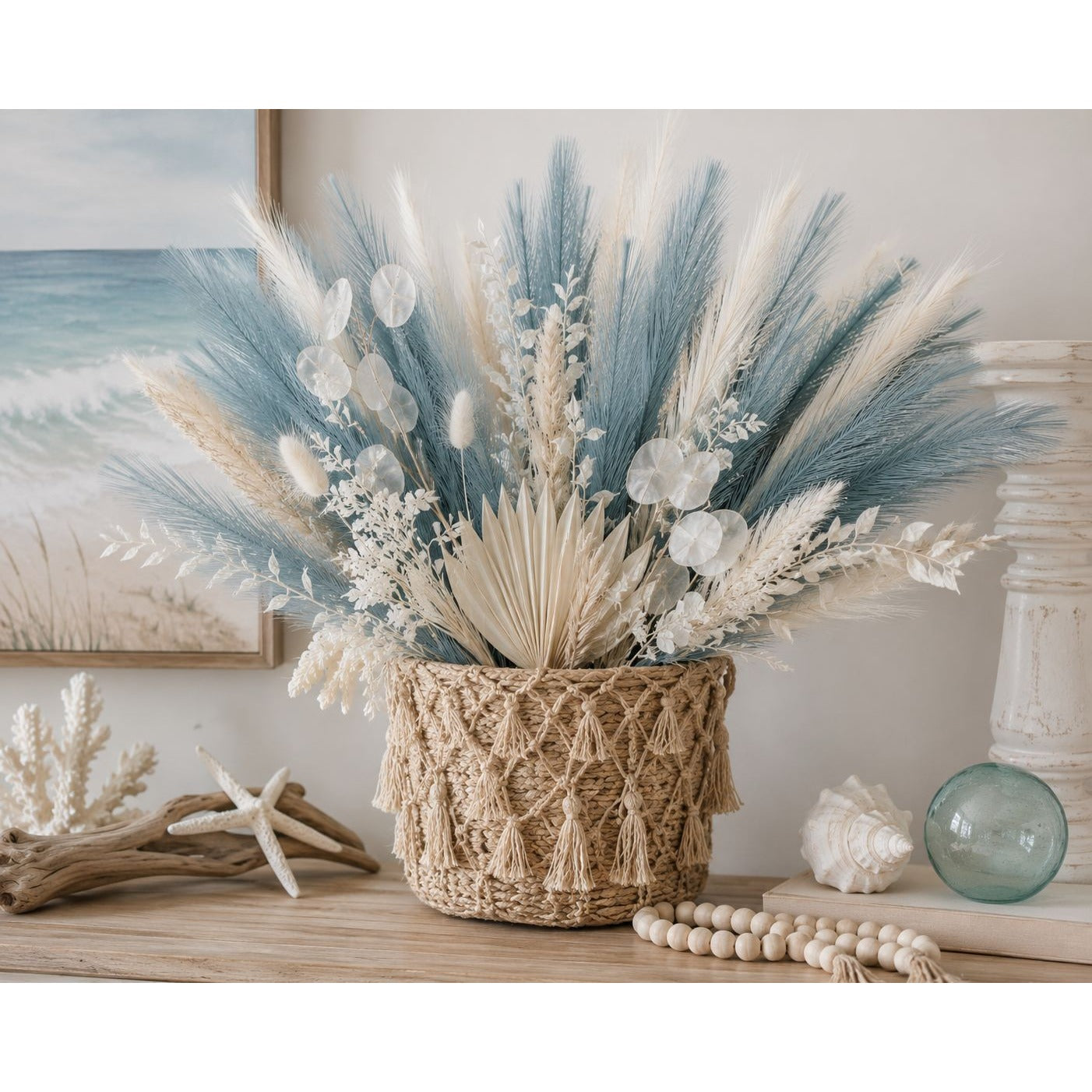 Smoky Teal Faux Pampas Grass Stems Blue Pampas Coastal Boho Wedding Decor Artificial Pampas 15 Inch Set of 25
