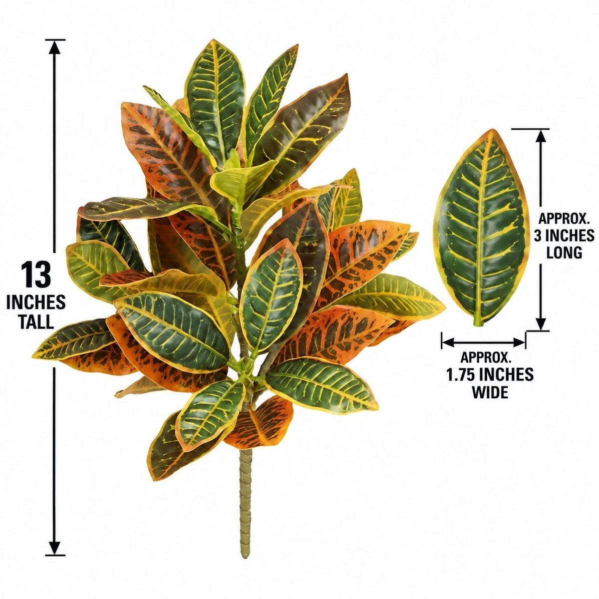 Artificial Croton Plant 13 Inch Real Touch Fall Foliage