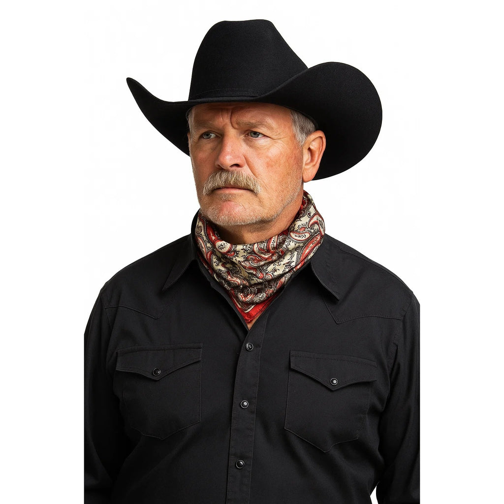 Red Paisley Wild Rag Satin Scarf Western Scarf Cowgirl Bandana Square Neck Scarf