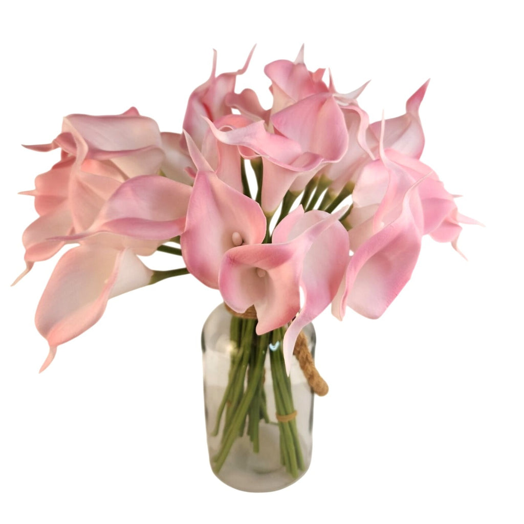 Blush Pink Faux Calla Lily Stems 15 Inch Wedding Artificial Flowers Spring Event Decor