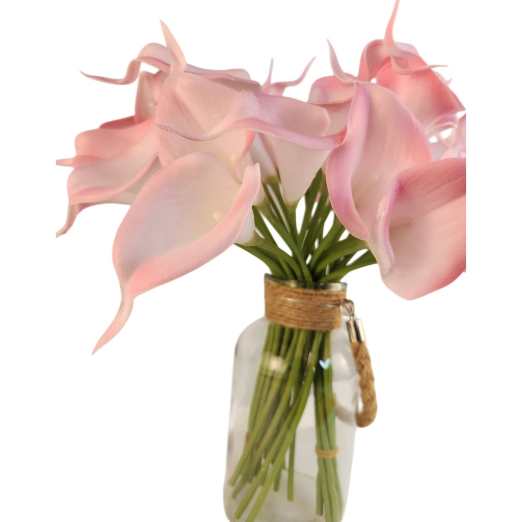 Blush Pink Faux Calla Lily Stems 15 Inch Wedding Artificial Flowers Spring Event Decor