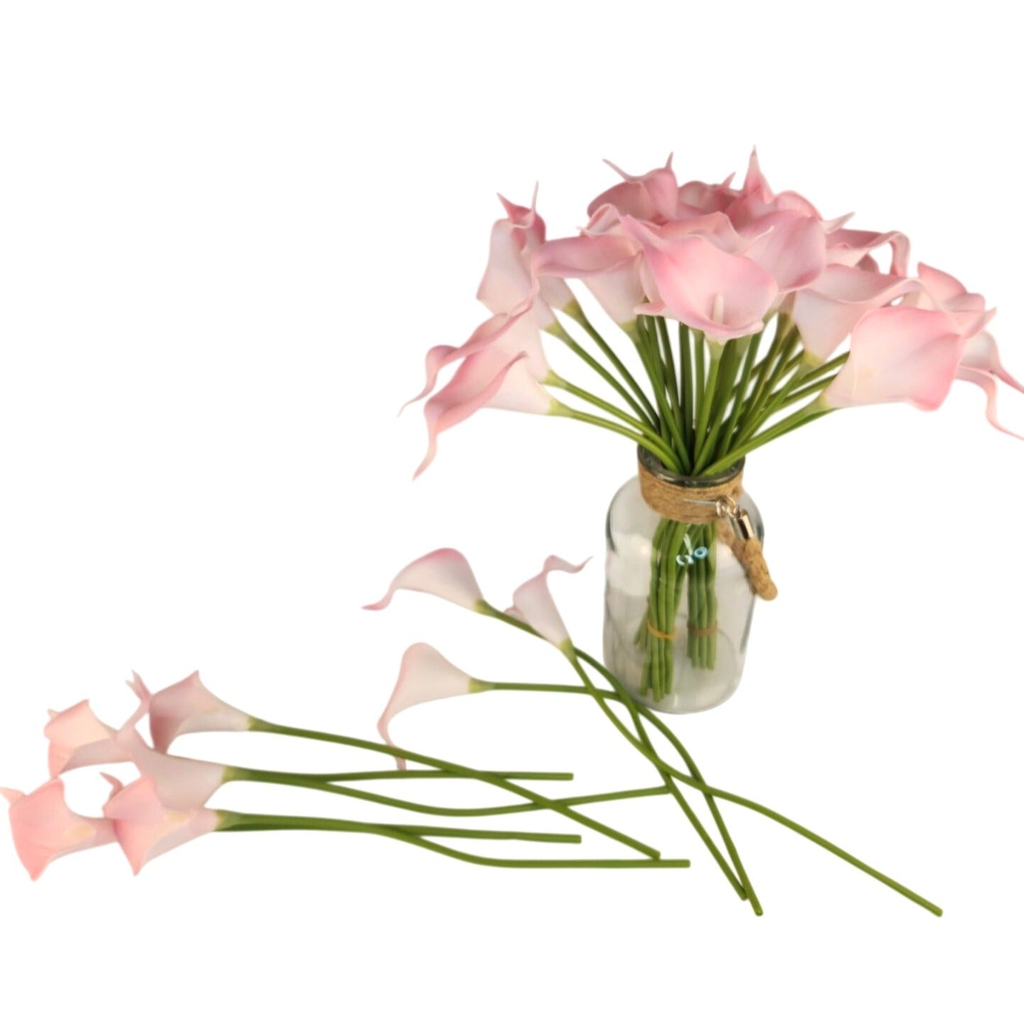 Blush Pink Faux Calla Lily Stems 15 Inch Wedding Artificial Flowers Spring Event Decor