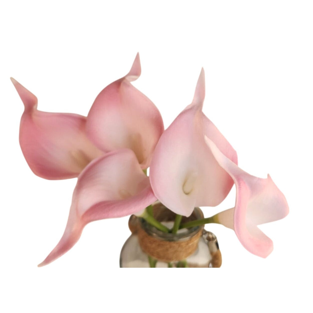 Blush Pink Faux Calla Lily Stems 15 Inch Wedding Artificial Flowers Spring Event Decor