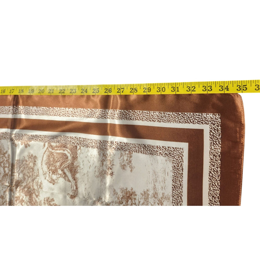 Scarf Brown & Beige Animal Wildlife Print Luxury Large 35" Square Accessory