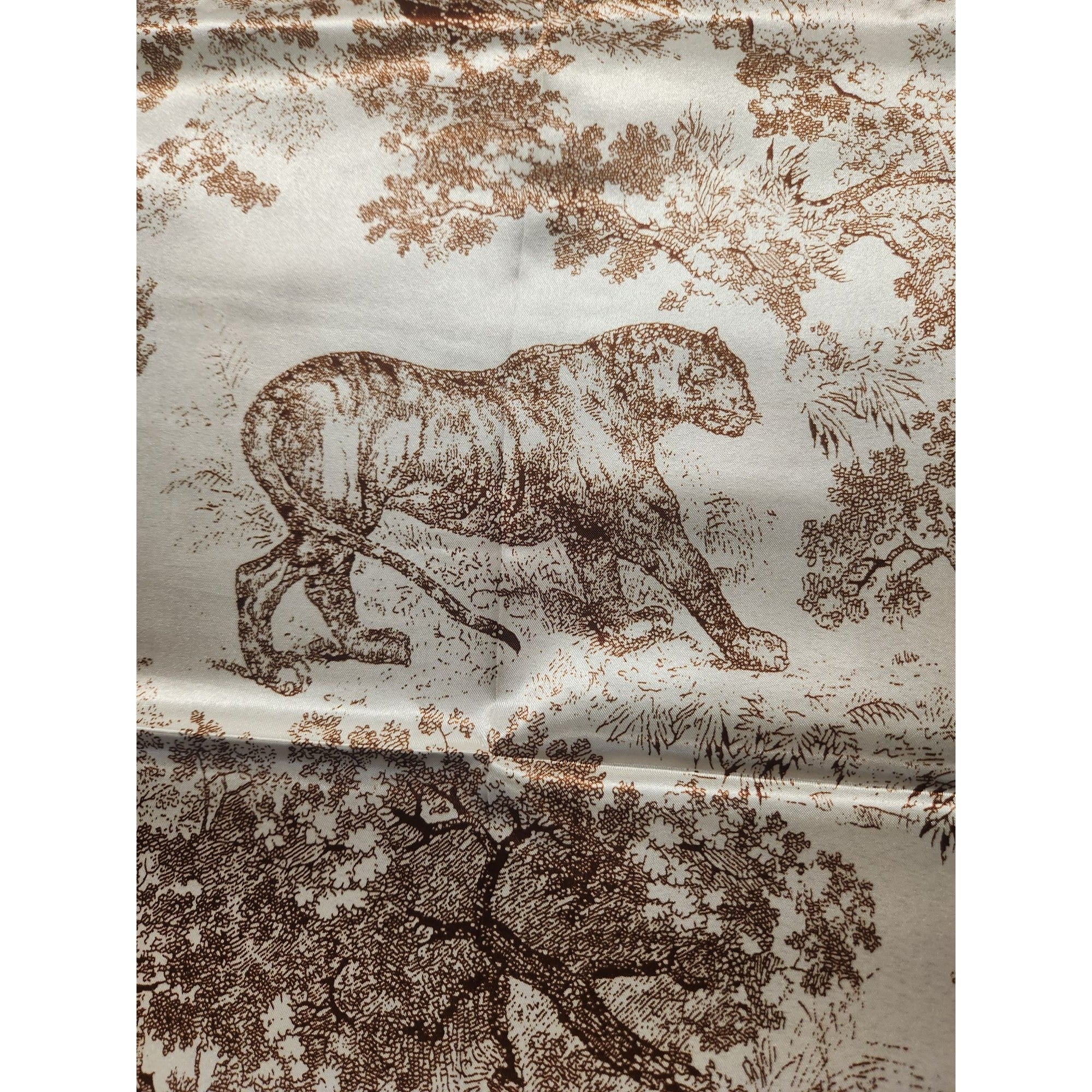 Scarf Brown & Beige Animal Wildlife Print Luxury Large 35" Square Accessory