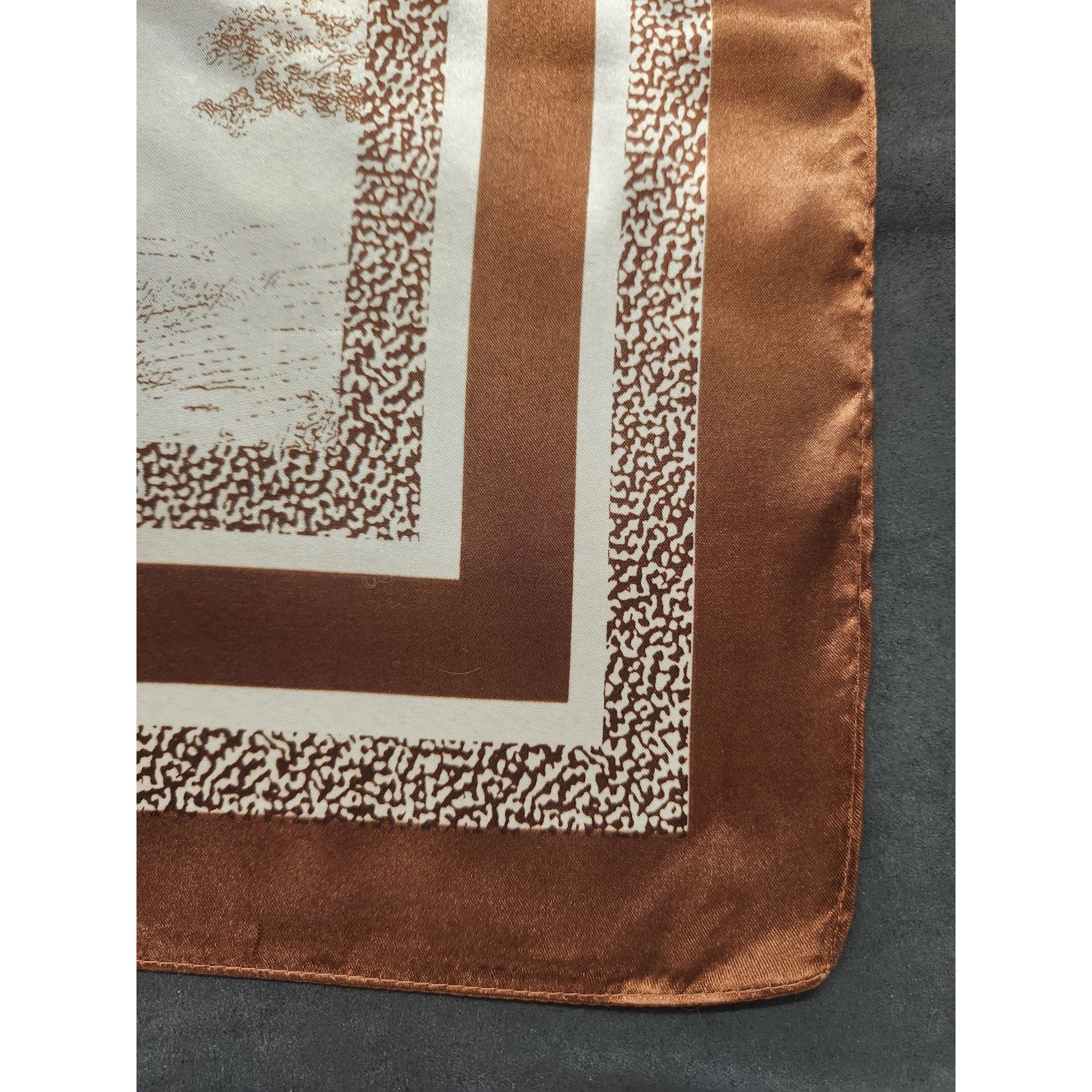 Scarf Brown & Beige Animal Wildlife Print Luxury Large 35" Square Accessory