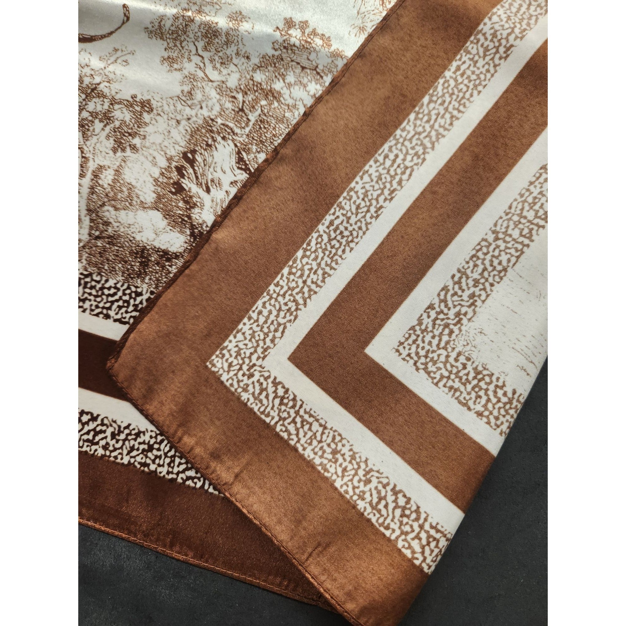 Scarf Brown & Beige Animal Wildlife Print Luxury Large 35" Square Accessory