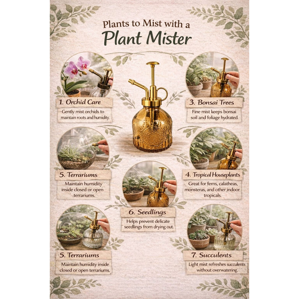 Amber Glass Plant Mister Spray Bottle 6oz Orchid Bonsai Air Plant Mister