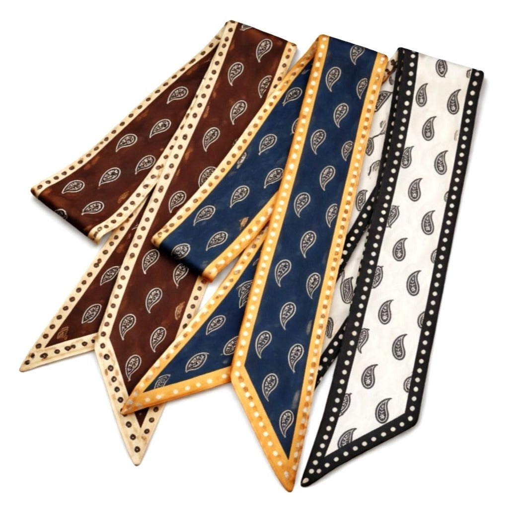 Skinny Scarf Set of 3 Hair Scarf Headband Purse Handle Wrap Boho