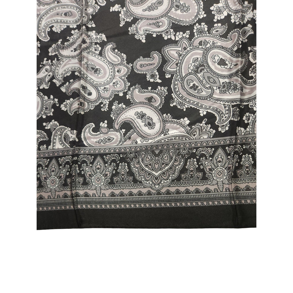 Black & White Paisley Design Satin Square Scarf 34x34 Inches Elegant Fashion Accessory