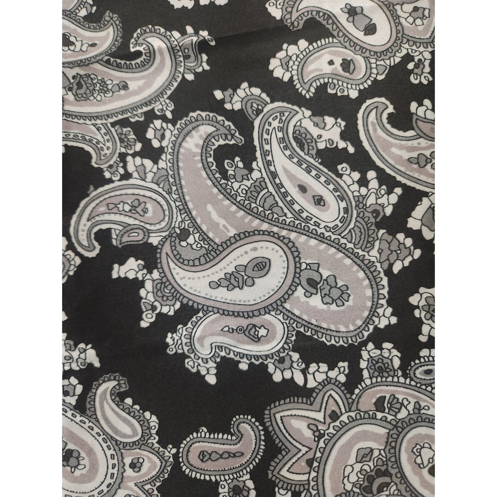 Black & White Paisley Design Satin Square Scarf 34x34 Inches Elegant Fashion Accessory