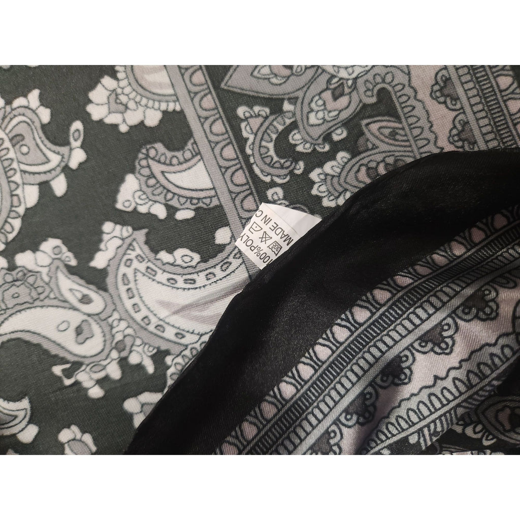 Black & White Paisley Design Satin Square Scarf 34x34 Inches Elegant Fashion Accessory