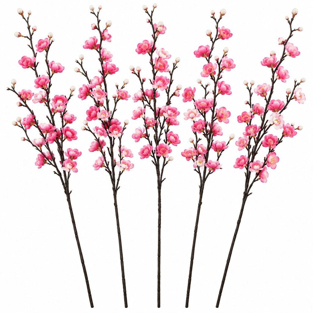 Pink Artificial Cherry Blossom Stems, Set of 5, 22-Inch Branches