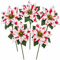 Faux Peppermint Poinsettia Picks, Set of 5, 13 Inch Red W