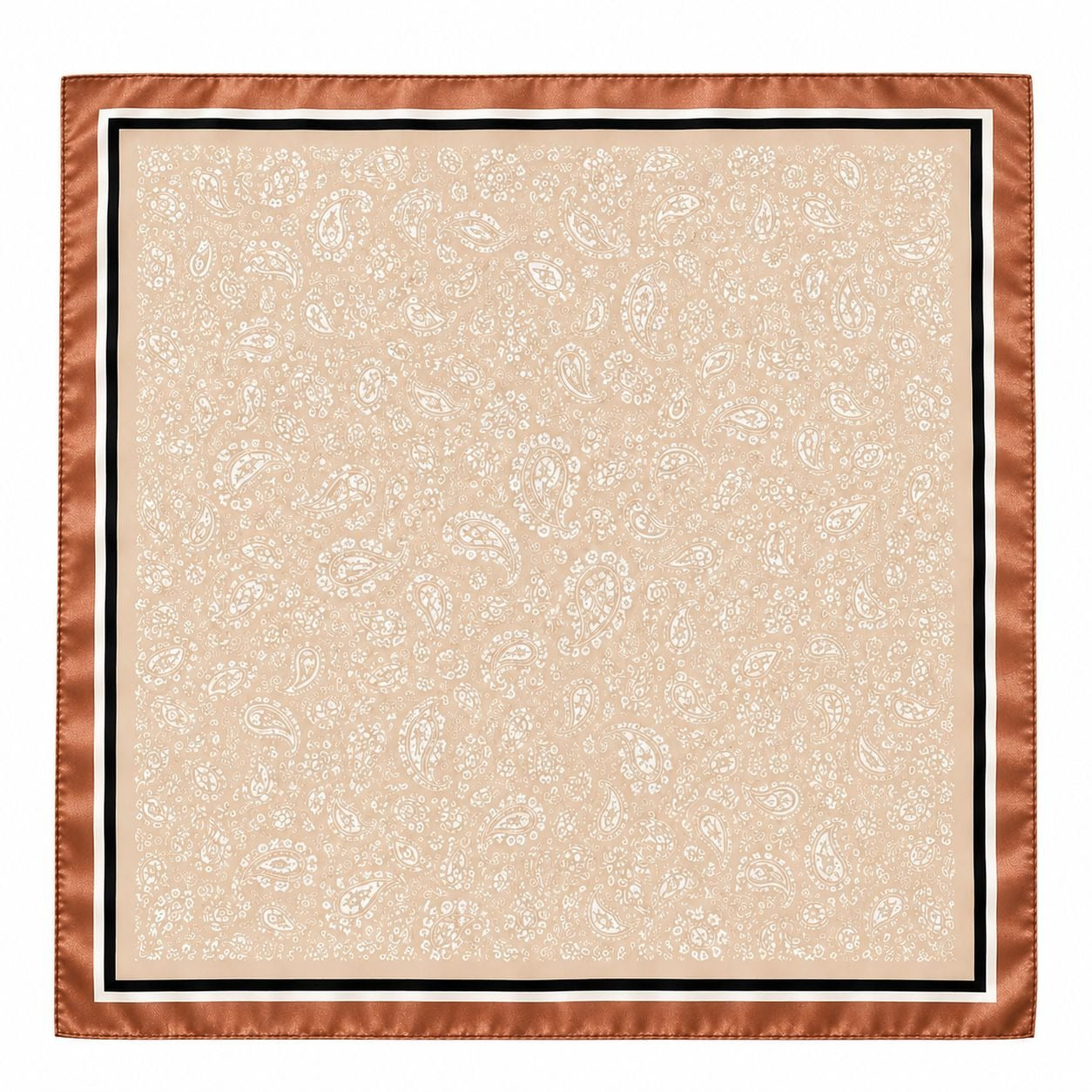 Creamy Tan Paisley Satin Square Scarf 35x35 Western Cowgirl Old Money Quiet Luxury Hair Head Scarf
