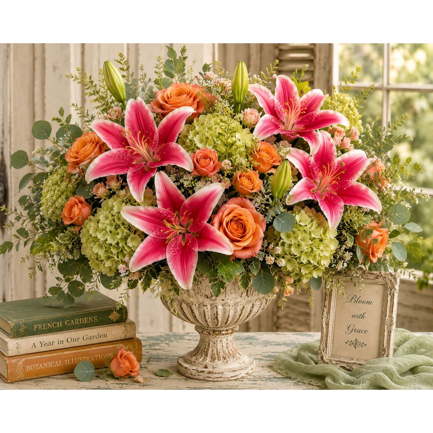 Real Touch Pink White Lily Stems Set of 2, Artificial Lily Flowers, Faux Floral Stems, Stargazer Lily Spray, Cottage Garden Flowers, Wedding