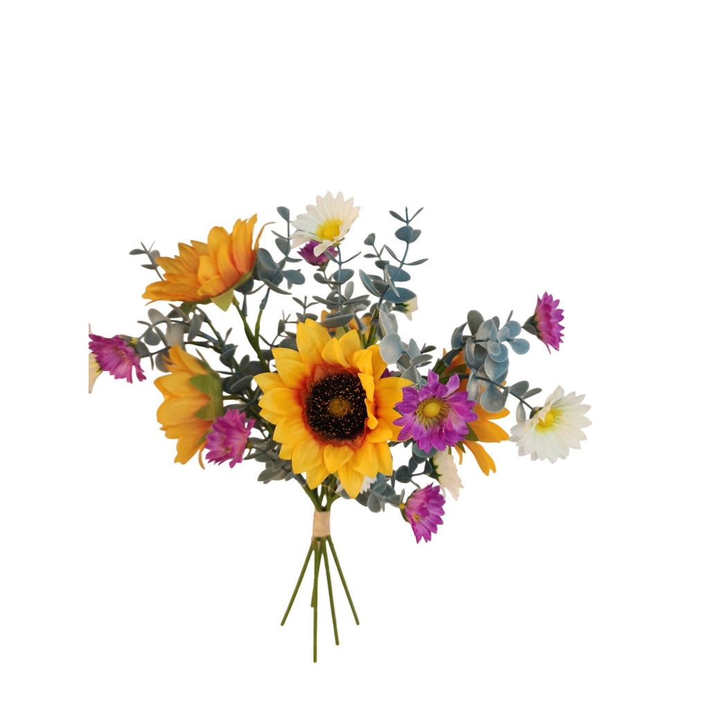 Wildflower Farmhouse Faux Bouquet Sunflower Daisy Country Wedding Centerpiece Decor